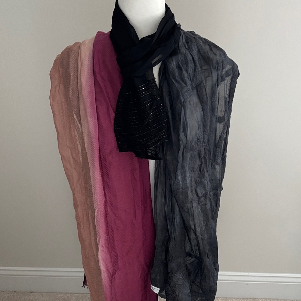 3 separate silk scarf / wraps